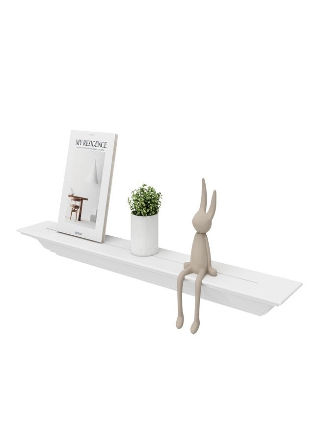 JOLLYMER Solid Wood White Floating Shelves Wall Mounted, Molding Floating Wall Display Shelf, 36 inch - Image 1